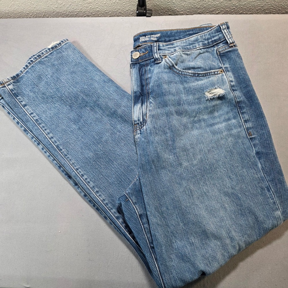 Torrid High Rise Straight Stretch Rigid Distressed Ripped Jeans Blue 14R - Picture 1 of 11